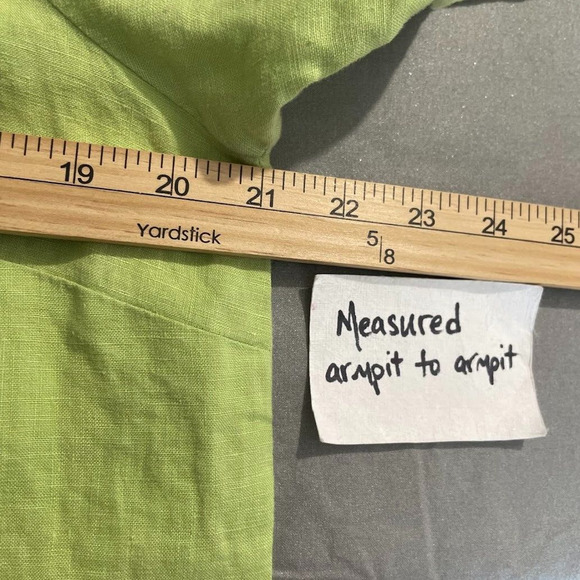 Chartreuse Linen Button Up Shirt Womens Size 14 Green Embroidered Beachy Chic - Picture 8 of 9